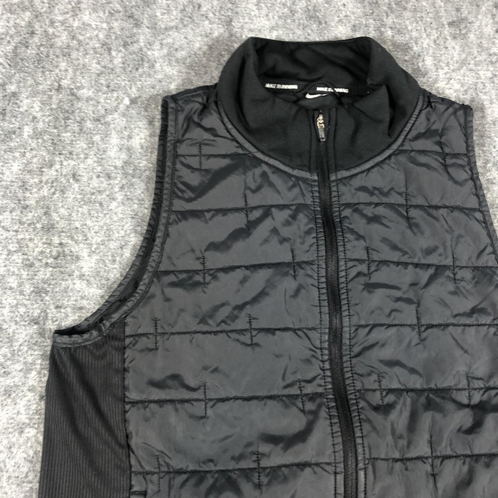 Nike Therma-Fit Running Vest Wome's Small Black Quilted‎ Zip Pockets Insulated - Picture 5 of 14